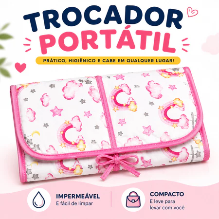 Trocador Portátil para Bebê Impermeável Compacto e Fácil de Limpar